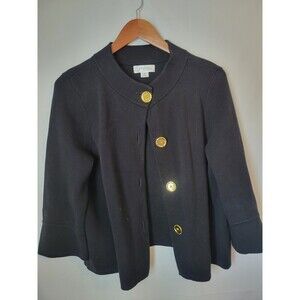 Josephine Essentials Women's Black Cardigan Sweater Gold Buttons Size M